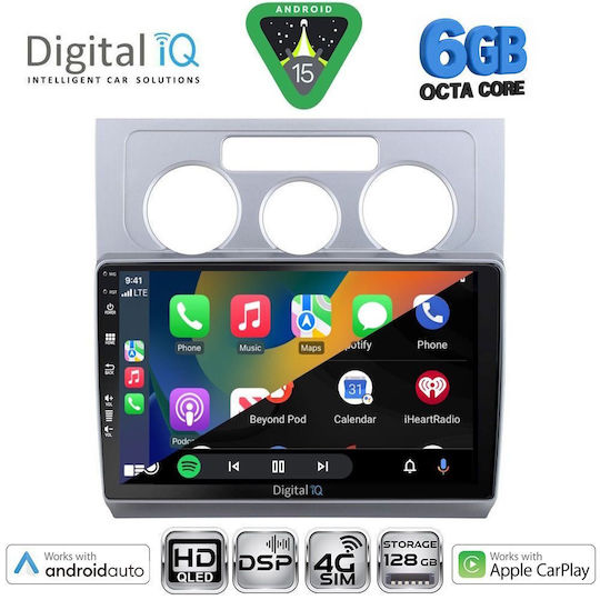 Digital IQ Ηχοσύστημα Αυτοκινήτου για Volkswagen Touran 2003-2010 με A/C (Bluetooth/USB/WiFi/GPS/Apple-Carplay/Android-Auto) με Οθόνη Αφής 10"