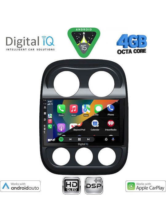 Digital IQ Auto-Audiosysteme für Jeep Compass / Patriot 2007-2016 Bluetooth USB Eingebautes Wi-Fi GPS Apple CarPlay Android Auto mit 10 Zoll Touchscreen