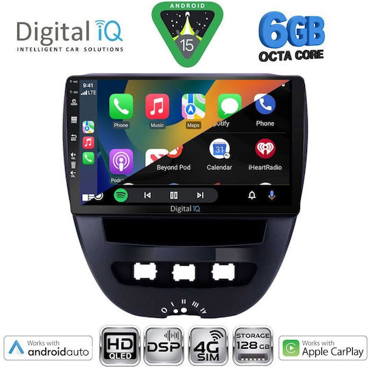 Digital IQ Ηχοσύστημα Αυτοκινήτου για Toyota Aygo 2005-2014 (Bluetooth/USB/WiFi/GPS/Apple-Carplay/Android-Auto) με Οθόνη Αφής 10"