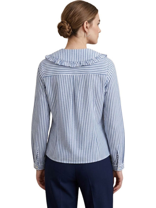 Naf Naf Camille Women's Striped Blouse Large Collar Xxs