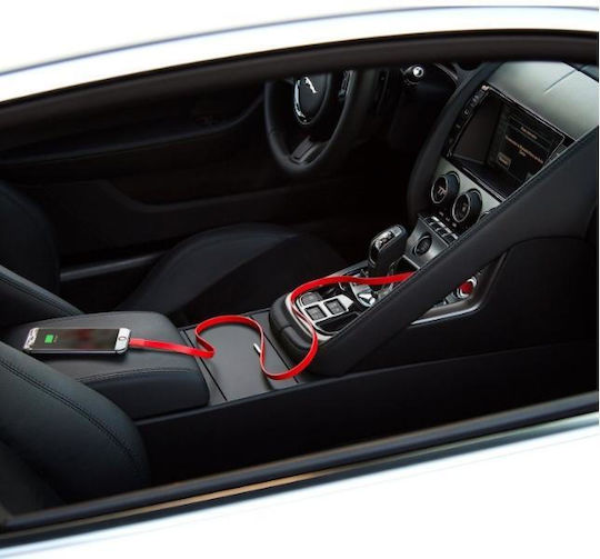 Tylt Ribbn Handy-Autoladegerät 4.8A mit 1xUSB-A und Lightning Kabel Rot Farbe