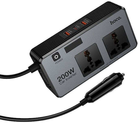 Hoco Z66 Φορτιστής Αυτοκινήτου 200W με Θύρες: 3xUSB-A Μαύρο Χρώμα