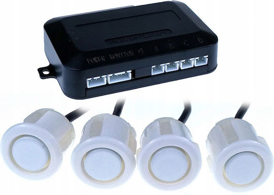 M-Tech Σύστημα Παρκαρίσματος Αυτοκινήτου με Buzzer και 4 Αισθητήρες 18mm σε Λευκό Χρώμα