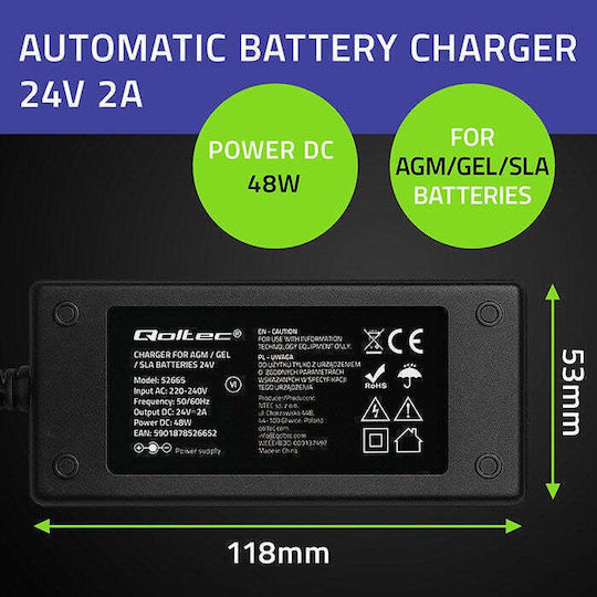 Qoltec Φορτιστής Μπαταρίας Αυτοκινήτου 24V 2A 48W