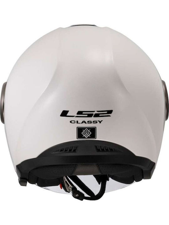 LS2 Classy White Motorcycle Helmet Jet ECE 22.06 1200gr with Sun Visor