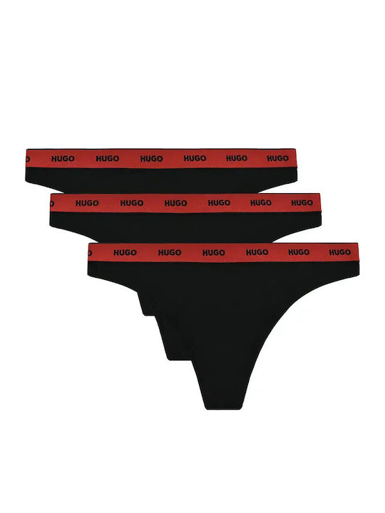 Βαμβακερά Γυναικεία String 3Pack Μαύρα