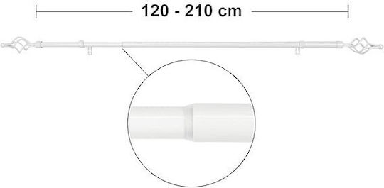 Bară Pliabilă Metalică Pentru Perdele Single 120-210 cm Albă