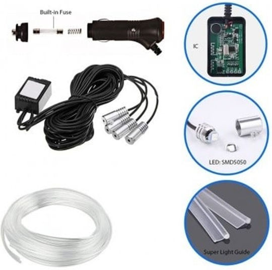 Decorative Lighting Fiber Optic Led RGB 8m Interior Car Salon Light Show Remote Control & Microphone 12v Fiber Optic