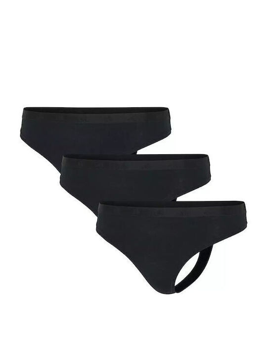 Active Βαμβακερά Γυναικεία String 3Pack Μαύρα