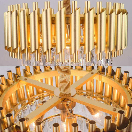 Lightplanet Adjustable Gold Ceiling Light with Crystals 30cm