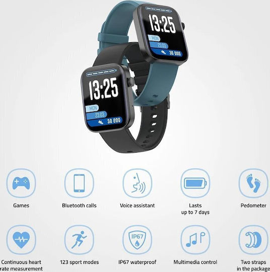 Lamax BCool2 Plus 46mm Smartwatch με Παλμογράφο (Μαύρο)