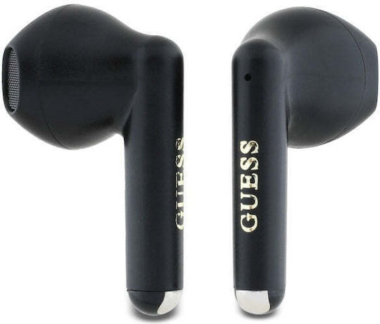 Guess Printed Classic Logo Earbud Bluetooth Handsfree Ακουστικά με Θήκη Φόρτισης Μαύρα