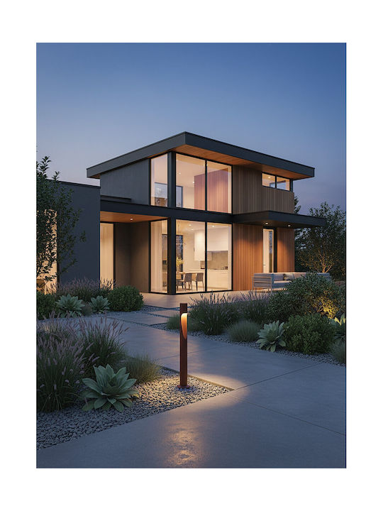 VK Lighting LED Outdoor Small Post Light 6W with Warm White Light IP65 Brown