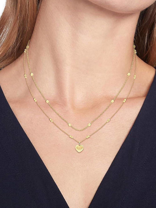 Tommy Hilfiger Double Necklace with Heart Design in Gold Plated Steel