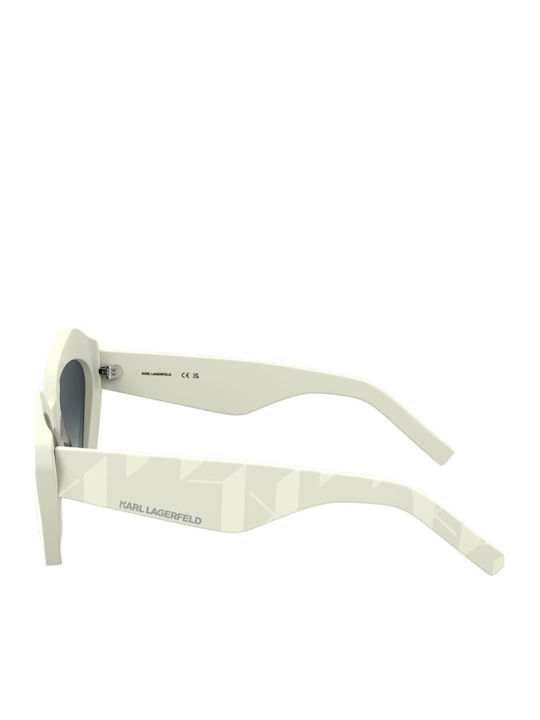 Karl Lagerfeld Ochelari de Soare Pentru Femei Cu Ramă Din Acetat Albă Și Lentile Gri