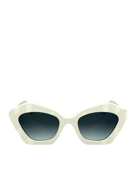 Karl Lagerfeld Ochelari de Soare Pentru Femei Cu Ramă Din Acetat Albă Și Lentile Gri