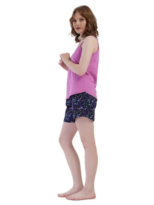 Vienetta Secret Summer Women's Cotton Purple Pyjama Set