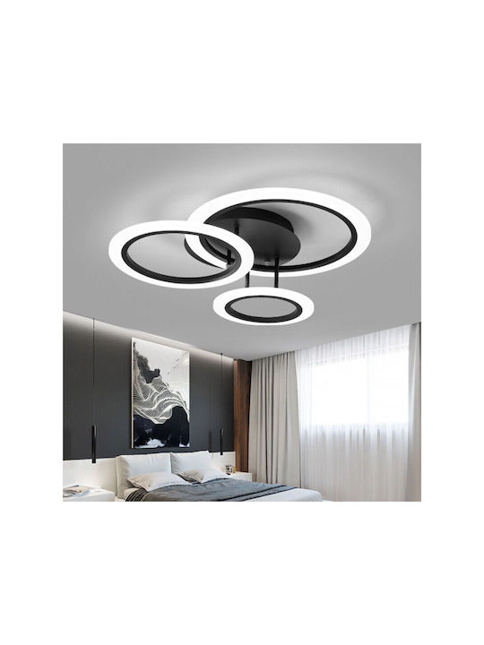 Jiju Plafonieră de Tavan 60cm Neagră cu LED Integrat și Telecomandă
