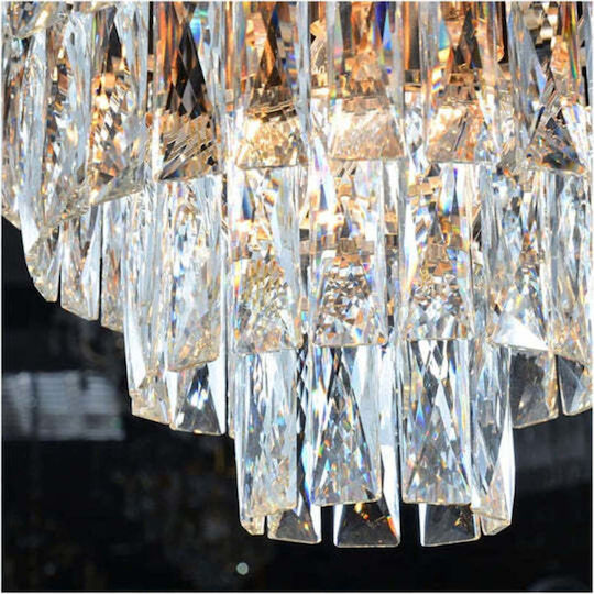 Jiju Silver Ceiling Light with Crystals for 9 E14 Bulbs