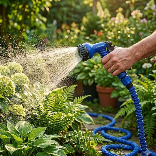 Avizar Expandable Garden Hose 30m Spray Gun Blue