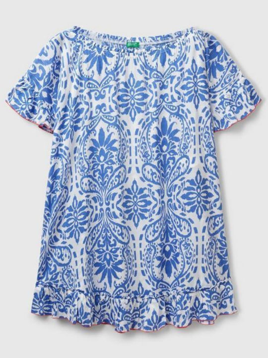 Benetton Γυναικείο Κοντό Καφτάνι Παραλίας Πολύχρωμο