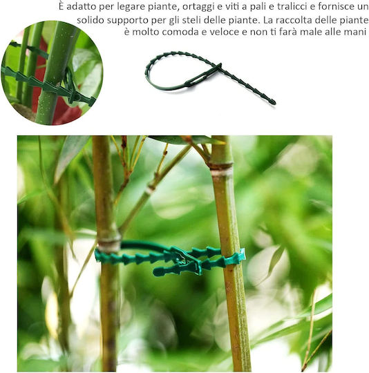 Set 100 Legături pentru Plante Zola Reutilizabile Reglabile Suport de Legare Rezistent la Vreme 23 Cm