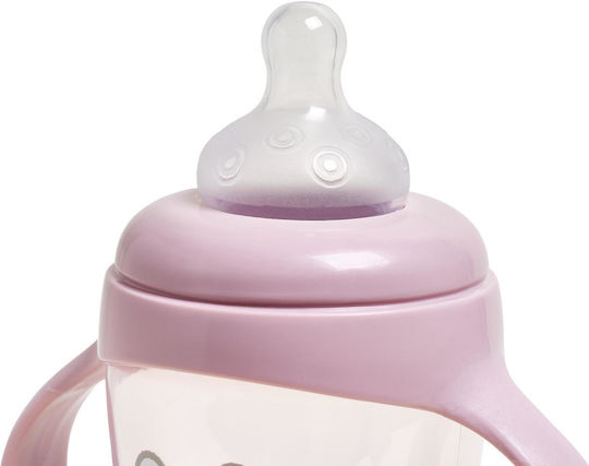 Baby Oliver Εκπαιδευτικό Μπιμπερό Πλαστικό με Λαβές Ροζ 300ml