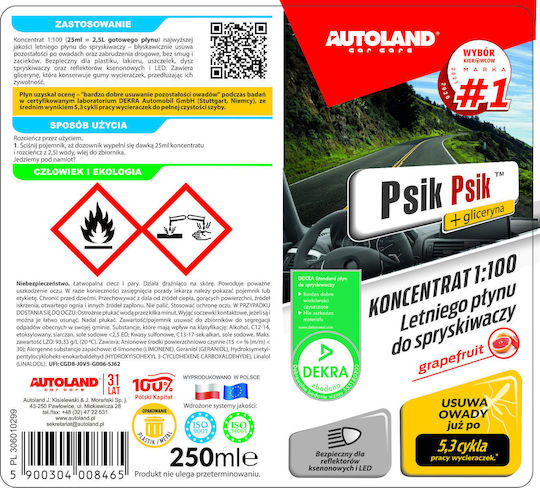 Autoland Καθαριστικό Υγρό Τζαμιών Αυτοκινήτου 250ml