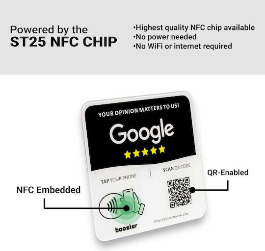 Tap Google Review Plate Tap Instant Reviews Compatible All Phones Reusable Smart Tap Nfc & Qr 12 X 12 Cm Mount Anywhere 3m Adhesive 10-pack