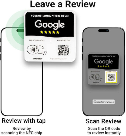 Tap Google Review Plate Tap Instant Reviews Compatible All Phones Reusable Smart Tap Nfc & Qr 12 X 12 Cm Mount Anywhere 3m Adhesive 3-pack