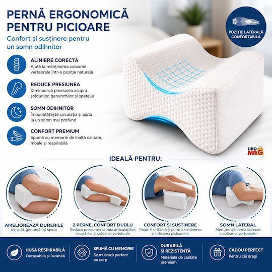 Linomag Orthopädisches Kissen für Beine mit Memory-Schaum 25x21x15cm in Weiß