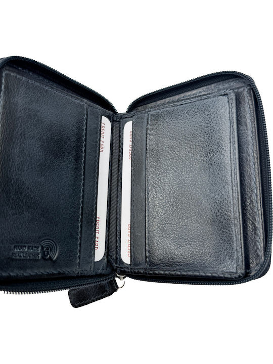 Leather Men's Wallet with RFID Blue