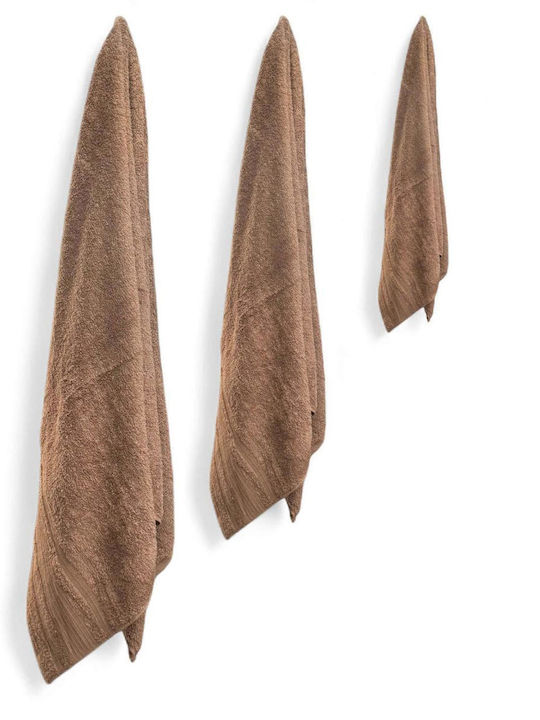 Olia Home Σετ Πετσέτες Μπάνιου 3τμχ Mocha Βάρους 550gr/m²