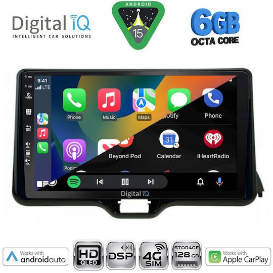 Digital IQ Car Audio System for Toyota Yaris Mazda 2 Bluetooth USB WiFi GPS Apple CarPlay Android Auto with 10" Touch Screen