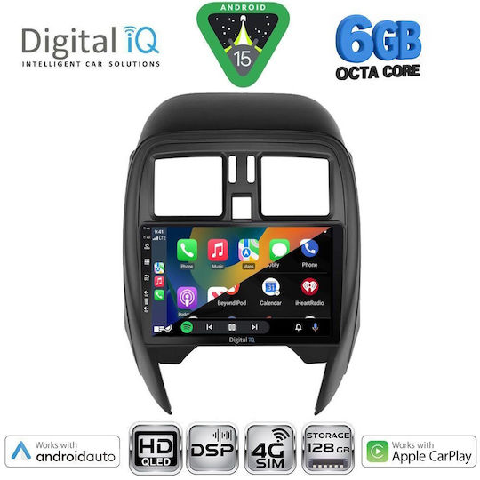 Digital IQ Car Audio System for Nissan Micra 2014-2017 Bluetooth USB WiFi GPS Apple CarPlay Android Auto with 9" Touch Screen