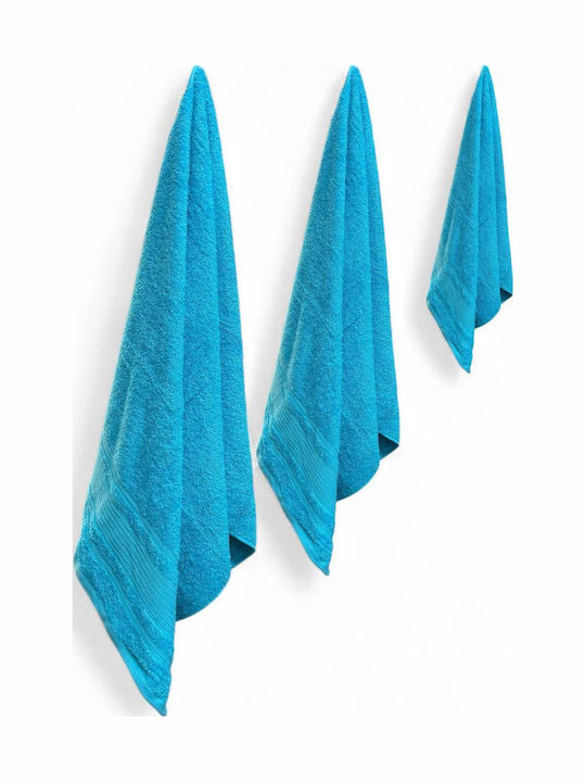 Olia Home Bath Towel Set 3pcs Turquoise Weight 550gr/m²