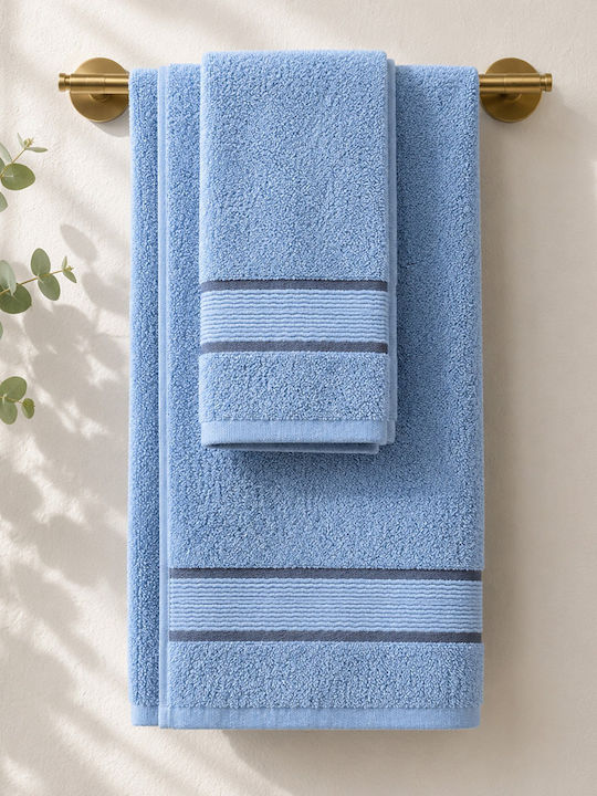 Nima Σετ Πετσέτες Μπάνιου 3τμχ Elyon Aegean Blue Βάρους 460gr/m²