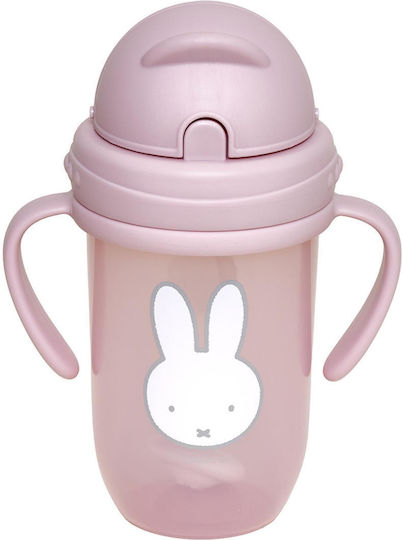 Miffy Children’s Cup with Handle and Straw from Plastic Pink 260ml for 6m+