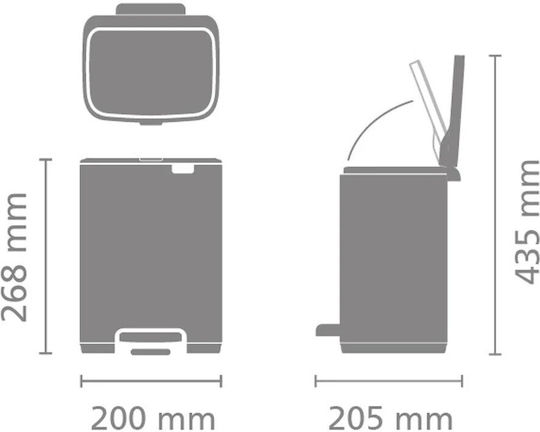 Brabantia Bo Pedal Πλαστικό Καλαθάκι Μπάνιου 4lt Ροζ