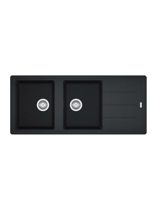 Franke Basis Bfg 621 1140284107 Drop-In Chiuvetă din Granit Sintetic L116xW50cm Onyx