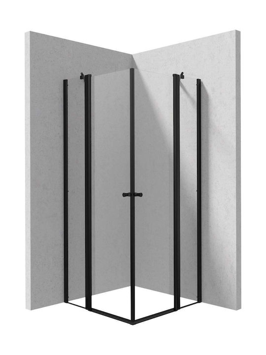 Deante Kerria Duschkabine mit Aufklappbare Tür 90x90cm Schwarz
