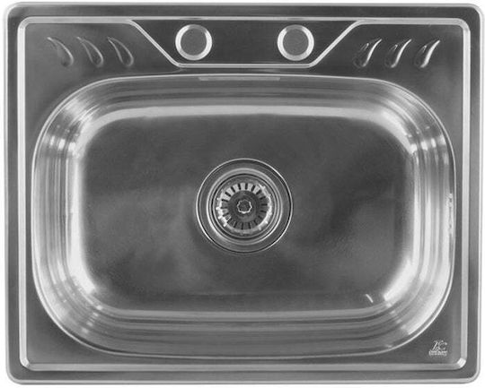 Inter Ceramic Ick Drop-In Кухненски Мивка Inox Дължина 53xШирина 42.5см Сребрист