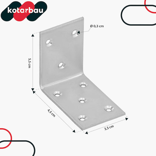 Kotarbau Conector de Construcție din Oțel Inoxidabil Galvanizat în Unghi de Dulgher 55 X 45 X 35 Mm Set 50 Bucăți