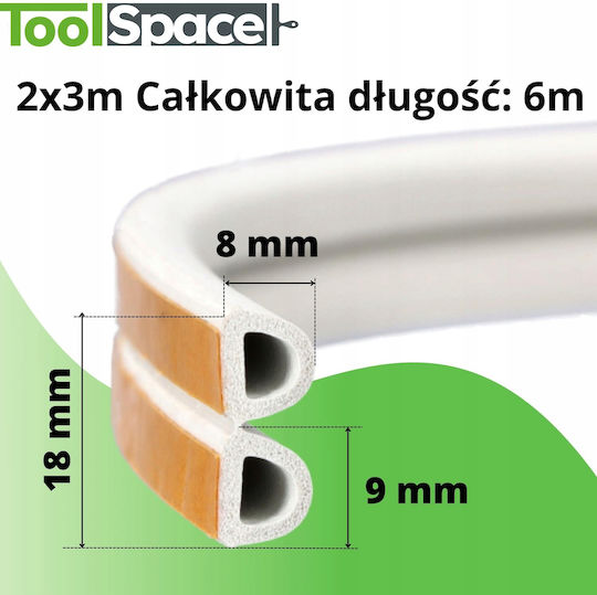 2 × 3m Weißer D-Dichtung