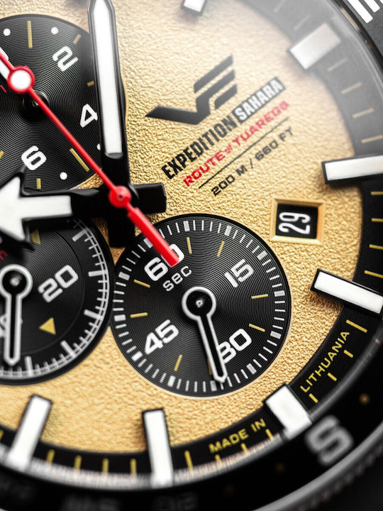 Vostok Europe Expedition Men's Chronograph Battery Watch with Black Rubber Strap