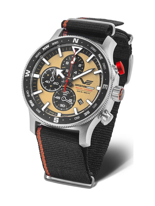 Vostok Europe Expedition Men's Chronograph Battery Watch with Black Rubber Strap