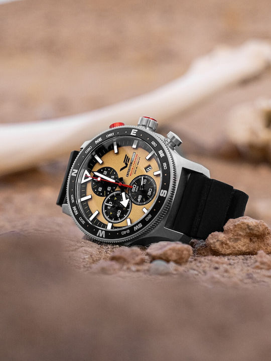 Vostok Europe Expedition Men's Chronograph Battery Watch with Black Rubber Strap