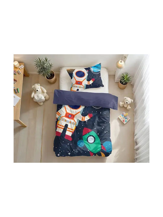 Sleeptime Set Cearceaf Pentru Copii Single Cu Față De Pernă Culoare Albastră 140x200 cm
