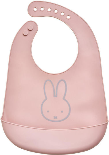 Miffy Waterproof Silicone Baby Bib with Pocket Pink for 4 Months+