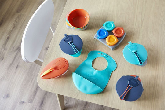 Tommee Tippee Roll ‘n’ Go Bavetă Impermeabilă din Silicon cu Buton și Buzunar Albastru Petrol pentru 6 m+